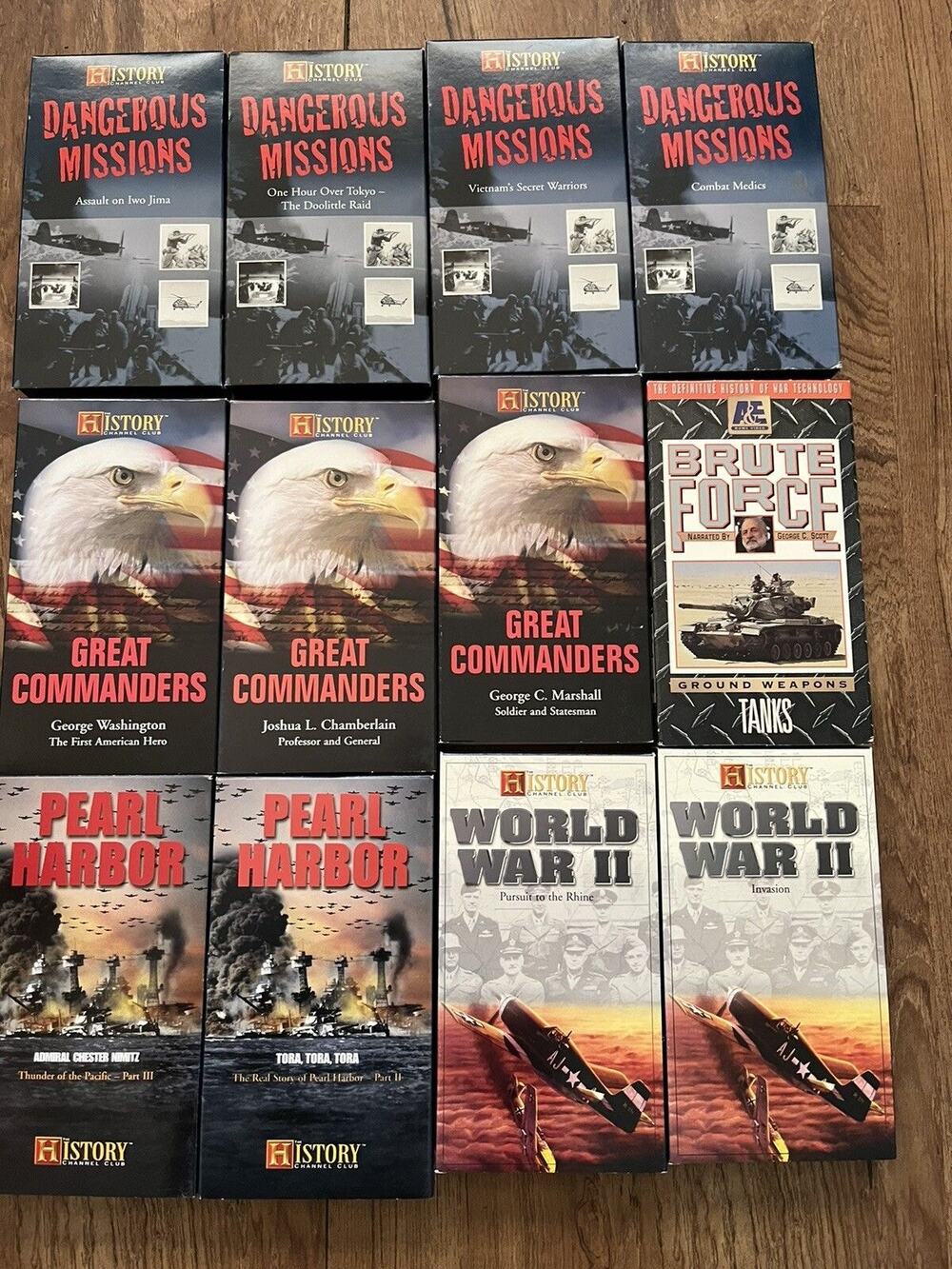 History Channel  12 VHS Tapes   Dangerous Missions  Great Commanders +++